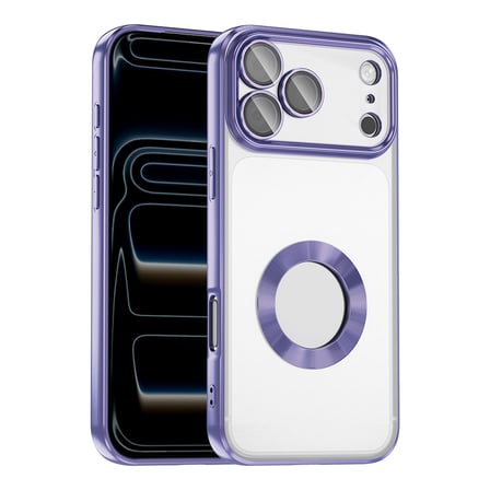 iPhone 17 Pro Max Kılıf Logo Gösteren Parlak Kenarlı Kamera Lens Korumalı Şeffaf Omega Silikon Kapak