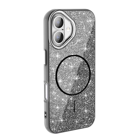 iPhone 17 Kılıf M-safe Şarj Özellikli Parlayan Simli NRTK Okso Kapak - Gold