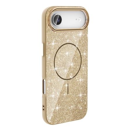 iPhone 17 Air Kılıf M-safe Şarj Özellikli Parlayan Simli NRTK Okso Kapak - Gold