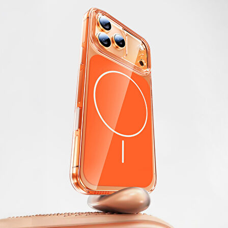 iPhone 17 Pro Kılıf Kablosuz Şarj Özellikli Şeffaf Kamera Kontrol Butonlu Lugano Kapak