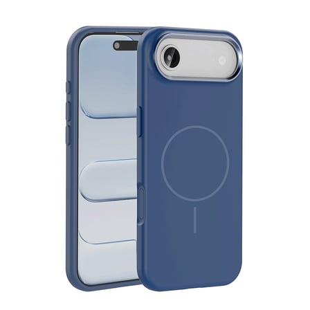iPhone 17 Air Kılıf M-Safe Şarj Özellikli Metal Kamera Çerçeveli NRTK Edi Silikon Kapak - Lacivert