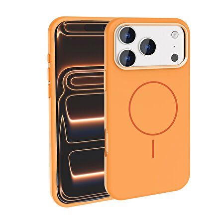 iPhone 17 Pro Kılıf Kablosuz Şarj Özellikli Metal Kamera Çerçeveli Edi Silikon Kapak