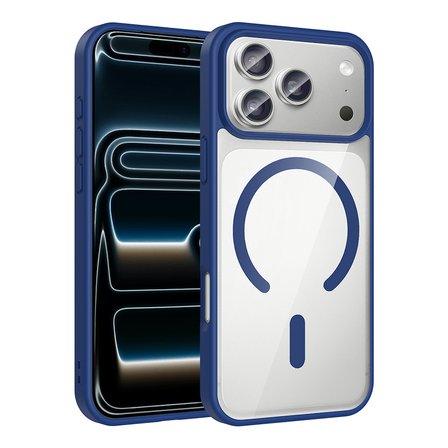 iPhone 17 Pro Kılıf M-safe Wireless Şarj Özellikli Silikon MKST Ege Kapak - Lacivert