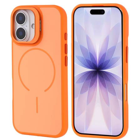 iPhone 17 Kılıf M-safe Şarj Özellikli Kamera Standlı NVTH Notron Kapak - Turuncu