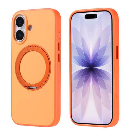 iPhone 17 Kılıf M-Safe Şarj Özellikli Standlı OMSY Proton Silikon Kapak - Turuncu