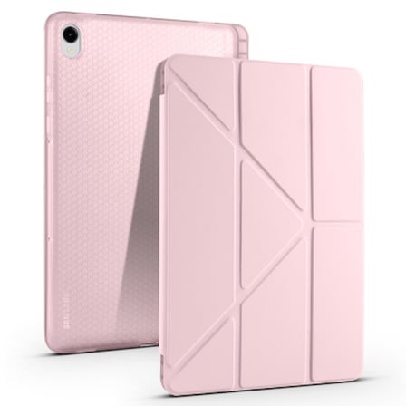 Lexroo Galaxy Tab S11 Tri Folding Kalem Bölmeli Standlı Silikon Kılıf - Rose Gold