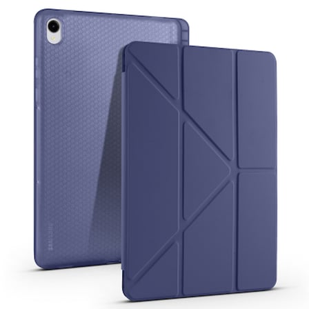 Lexroo Galaxy Tab S11 Tri Folding Kalem Bölmeli Standlı Silikon Kılıf - Lacivert