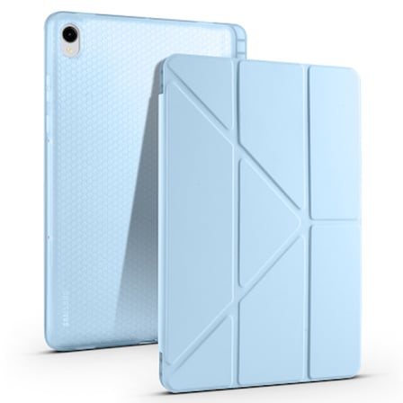 Lexroo Galaxy Tab S11 Tri Folding Kalem Bölmeli Standlı Silikon Kılıf - Mavi