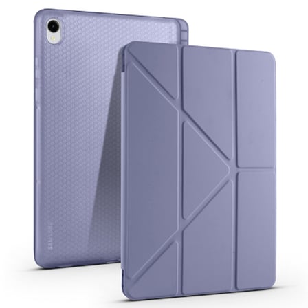 Lexroo Galaxy Tab S11 Tri Folding Kalem Bölmeli Standlı Silikon Kılıf - Mor