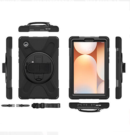 Galaxy Tab A11 Uyumlu 8.7" Tam Koruma Sağlayan Defender Silikon Şok Emici Tablet Kılıfı