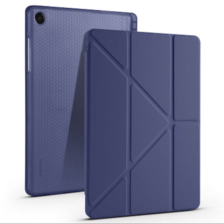 Lexroo Galaxy Tab A11 Plus Tri Folding Kalem Bölmeli Standlı Silikon Kılıf - Lacivert
