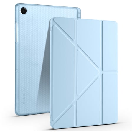 Lexroo Galaxy Tab A11 Plus Tri Folding Kalem Bölmeli Standlı Silikon Kılıf - Mavi