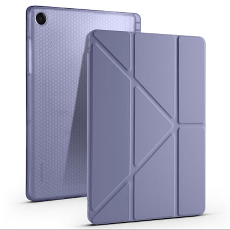Lexroo Galaxy Tab A11 Plus Tri Folding Kalem Bölmeli Standlı Silikon Kılıf - Mor
