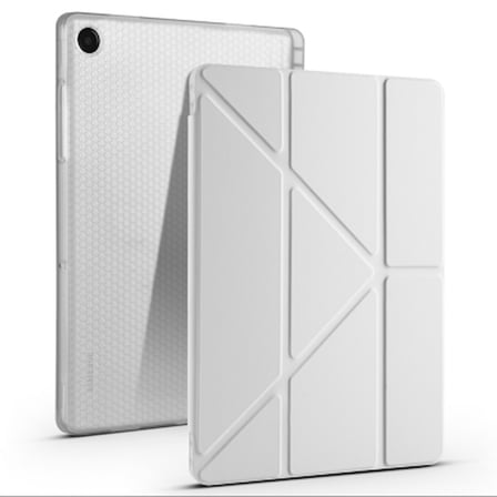 Lexroo Galaxy Tab A11 Plus Tri Folding Kalem Bölmeli Standlı Silikon Kılıf - Gri