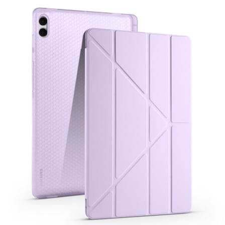 Lexroo Galaxy Tab S11 Ultra Tri Folding Kalem Bölmeli Standlı Silikon Kılıf - Lila