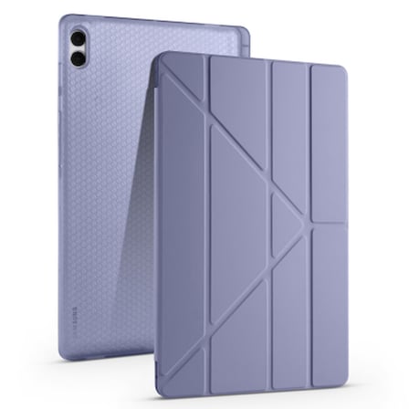 Lexroo Galaxy Tab S11 Ultra Tri Folding Kalem Bölmeli Standlı Silikon Kılıf - Mor
