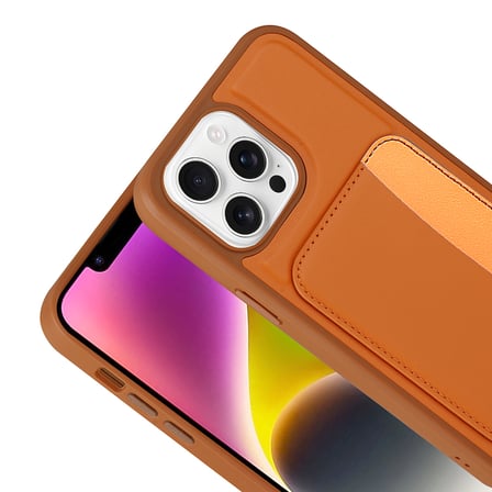 iPhone 16 Pro Uyumlu Kartlıklı Süni Deri X-Kart Cüzdan Silikon Kapak