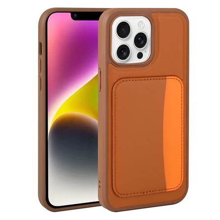 iPhone 16 Pro Kılıf Kartlıklı NRTK X-Kart Silikon Kapak - Kahverengi