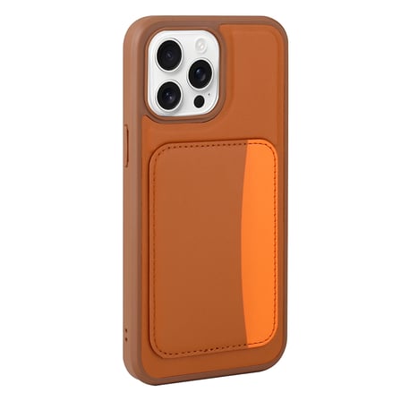 iPhone 16 Pro Max Kılıf Kartlıklı NRTK X-Kart Silikon Kapak - Kahverengi