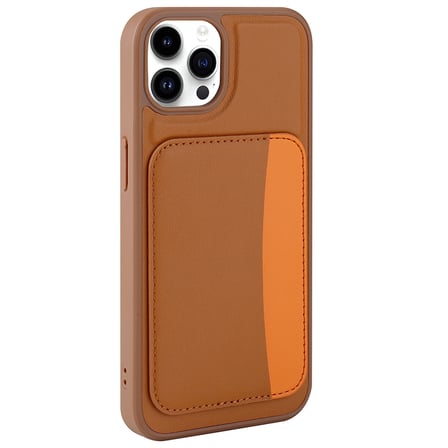 iPhone 15 Pro Max Kılıf Kartlıklı NRTK X-Kart Silikon Kapak - Kahverengi