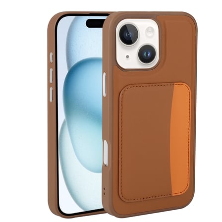 iPhone 13 Kılıf Kartlıklı NRTK X-Kart Silikon Kapak - Kahverengi
