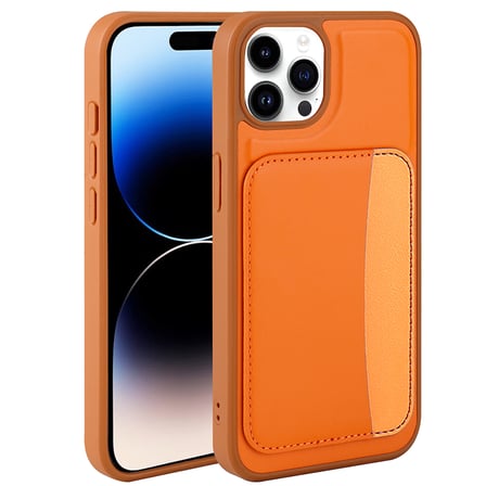 iPhone 14 Pro Max Kılıf Kartlıklı NRTK X-Kart Silikon Kapak - Turuncu