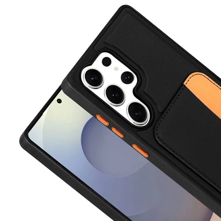 Samsung Galaxy S24 Ultra Uyumlu Kartlıklı Süni Deri X-Kart Cüzdan Silikon Kapak