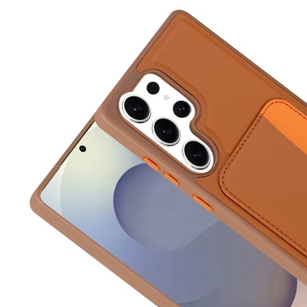 Samsung Galaxy S24 Ultra Uyumlu Kartlıklı Süni Deri X-Kart Cüzdan Silikon Kapak