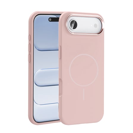 iPhone 17 Air Kılıf M-Safe Şarj Özellikli Metal Kamera Çerçeveli NRTK Edi Silikon Kapak - Rose Gold