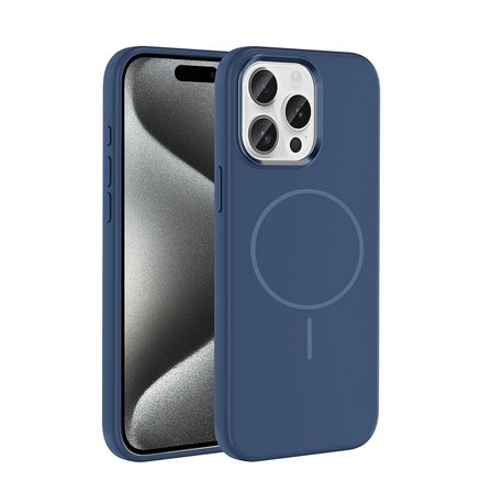 iPhone 15 Pro Max Kılıf M-Safe Şarj Özellikli Metal Kamera Çerçeveli NRTK Edi Silikon Kapak - Lacive