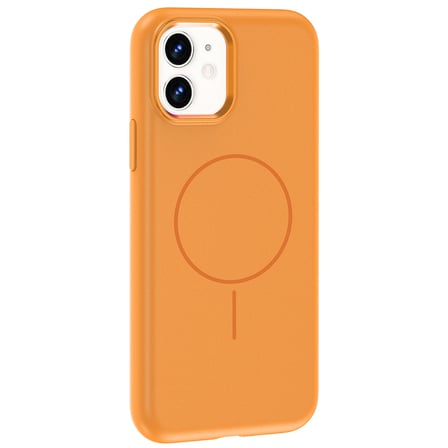 iPhone 11 Kılıf M-Safe Şarj Özellikli Metal Kamera Çerçeveli NRTK Edi Silikon Kapak - Turuncu