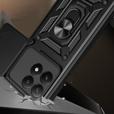 15T Kılıf Magnetik Standlı Kamera Korumalı NRTK Sürgülü Vega Kapak - Siyah
