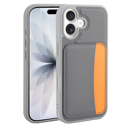 iPhone 16 Kılıf Kartlıklı NRTK X-Kart Silikon Kapak - Koyu Gri