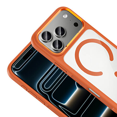 iPhone 17 Pro Kılıf Kablosuz Şarj Özellikli Metal Kamera Çerçeveli Tiko Kapak