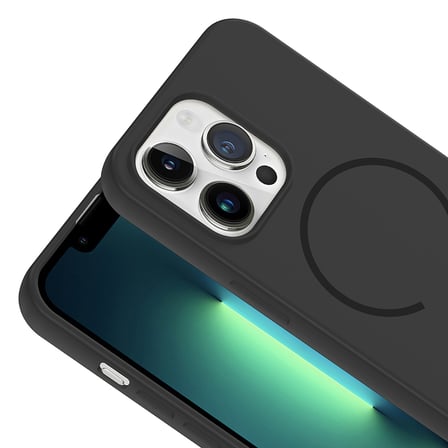 iPhone 13 Pro Kılıf M-safe Şarj Özellikli MKST Meta Kapak - Siyah