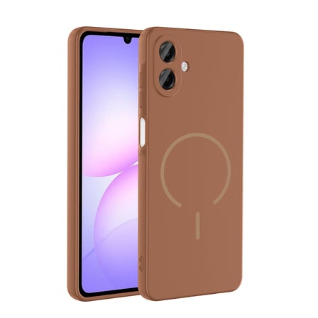Galaxy A07 Kılıf M-safe Şarj Özellikli MKST Meta Kapak - Kahverengi