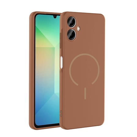 Galaxy A06 Kılıf M-safe Şarj Özellikli MKST Meta Kapak - Kahverengi