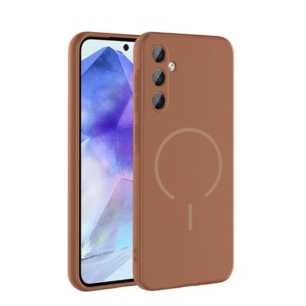 Galaxy A35 Kılıf M-safe Şarj Özellikli NRTK Meta Kapak - Kahverengi
