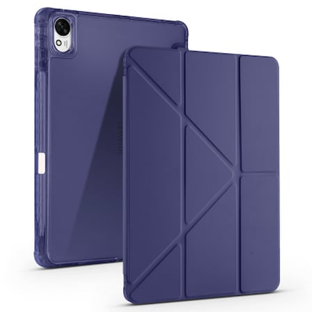 Lexroo Huawei Matepad 11.5 2025 Tri Folding Kalem Bölmeli Standlı Silikon Kılıf - Lacivert
