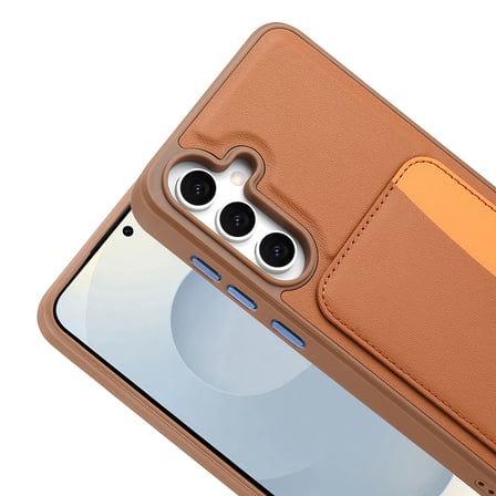 Samsung Galaxy A56 Uyumlu Kartlıklı Süni Deri X-Kart Cüzdan Silikon Kapak