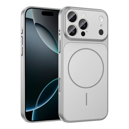 iPhone 15 Pro Kılıf NRTK M-Safe Şarj Özellikli Kamera Korumalı Formen Kapak - Gümüş