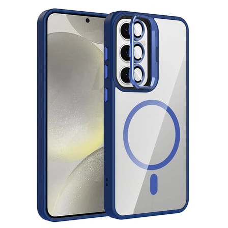 Galaxy S25 FE Kılıf Standlı ve Kamera Lens Hediyeli M-Safe Şarj Özellikli Zore Etro Kapak