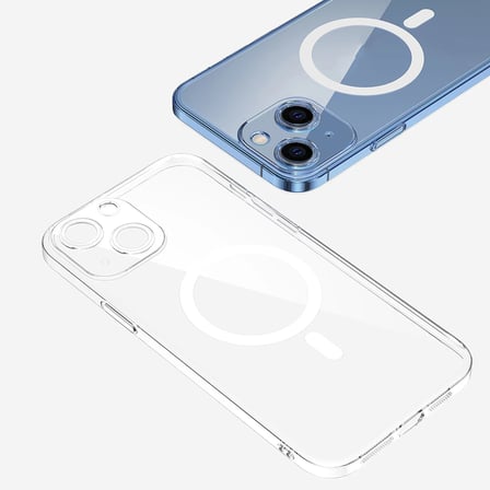 iPhone 13 Kamera Korumalı M-Safe Şarj Özellikli Şeffaf ALT London Silikon Kapak - Şeffaf
