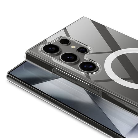 Samsung Galaxy S26 Ultra Kılıf Kamera Korumalı Kablosuz Şarj Özellikli Sararmaz Sert PC Porto Kapak