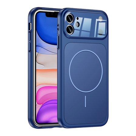 iPhone 11 Kılıf MKST M-Safe Şarj Özellikli Kamera Korumalı Formen Kapak - Mavi