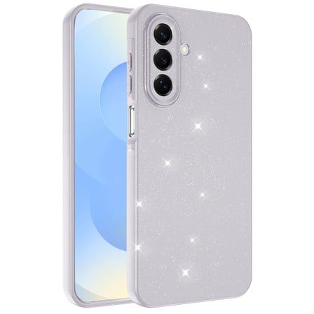 Galaxy A17 Kılıf Kamera Korumalı Simli Lüks MKST Koton Kapak - Beyaz