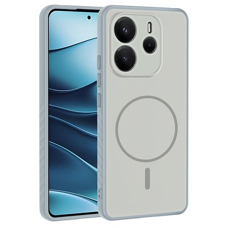 Redmi Note 14 4G Kılıf M-safe Şarj Özellikli MKST Tea Kapak - Gümüş