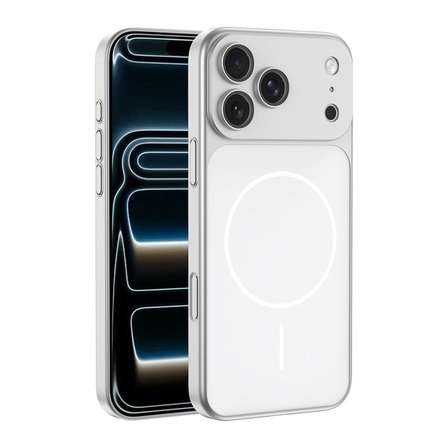 iPhone 17 Pro Max Kılıf NRTK M-Safe Şarj Özellikli Kamera Korumalı Spark Kapak - Gümüş