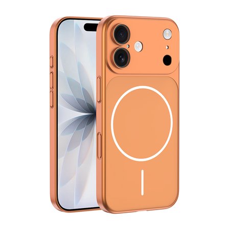 iPhone 16 Kılıf NRTK M-Safe Şarj Özellikli Kamera Korumalı Spark Kapak - Turuncu