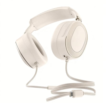Maks Technology LS-861 Tak Çalıştır Type-C Ayarlanabilir Kafa Bandlı Premium Kulak Üstü Kulaklık - Krem